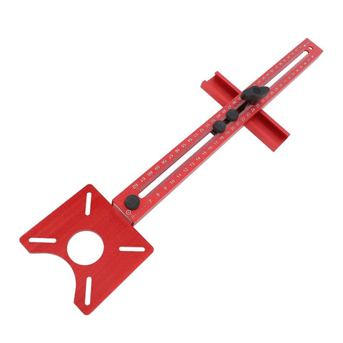 Aluminum Router Milling Bracket Jig For Precise Circular Hole Cutting And Measurement Alignment Cabinet Hardware Install Tool For Pro Woodworkers And DIYers Durable Alloy Craftsmanship Easy Setup red aluminum router jig with ruler scale