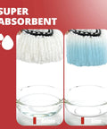 Replacement Mop Heads 3 Pack For EasyWring 1 Tank System, Premium Microfiber Mop Heads That Absorb Like Crazy, Fluff Before First Use For Maximum Absorbency, Water Only Cleaning, Durable Refills For Home Floor Care, before and after absorbency demo