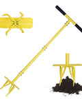 Hand Tiller Cultivator with Steel Garden Claw for Easy Soil Loosening and Weeding in Flower Beds with ergonomic grip.