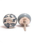 Dope Grey White Ceramic Cabinet Knobs Set Of 20 For Drawers Cupboards Vintage featuring floral patterns and smooth finish