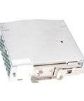Industrial Power Supply NDR 120 24V 5A 120W Rail Mount Ready, AC Input 100 240V, Built For Heavy Duty Industrial Use and Stable Output That Keeps Your Rigs Running Smooth. silver metal rail-mount power supply with vented side panel and bracket