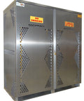 Hella Solid Aluminum LP And Oxygen Cylinder Storage Cabinet With Double Doors For Ten To Twenty Tanks 65 X 60 X 32 In straight up OSHA Compliant, gray metal finish.