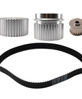 Hardcore Billet Gilmer Belt Drive Pulley Kit For Small Block Chevy 283 305 327 350 383 400 featuring chrome pulleys and belt.