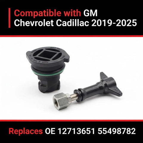 Premium Oil Drain Plug Kit For 2019-2025 Cadillac XT4 CT6 XT5 And GMC Sierra Acadia Fits 1500 Models Replaces 12713651 And 55498782 Leak Proof Gasket Seal That Keeps Your Car Running Smooth Like New. black oil drain plug kit with gasket and tool for GM Chevrolet Cadillac 2019-2025
