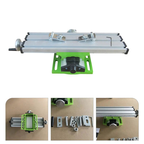 Portable Milling Machine Work Table Vise With Adjustable Xy Compound Slide, aluminum alloy construction, various angles shown