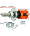 Rust Proof Aluminum License Plate Screws Kit With Accessories 4 Pack For Cars Trucks And Motorcycles Orange Keeps Your Plate Secure And Theft Resistant With Easy Install, showing close-up of threaded screw and dimensions.