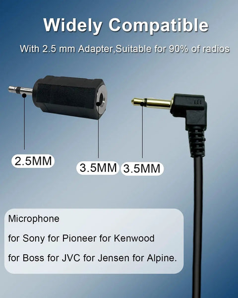 2.5mm and 3.5mm adapter for Crystal Clear 3.5mm Car Microphone For Aftermarket Radios With 16.4 Feet Cable And 2.5mm Adapter