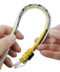Hands wrapping cable with Clear Spiral Cable Wrap 12mm for Half Inch Cables 20 Ft Long Wrapping Range 9mm To 65mm.