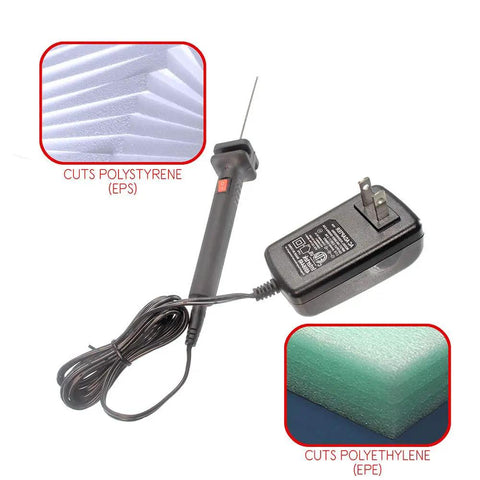Electric Foam Cutter Kit For Styrofoam Projects with hot wire pen and transformer adapter, cuts polystyrene and polyethylene