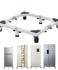 Beefy Heavy-Duty All Steel Fridge Stand With Wheels Mobile Base Universal Adjustable Appliance Stand Multi-Function Dolly For Refrigerator Washer And Dryer White Large