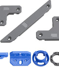 Plug And Play Router Jig Accessory Replacement Kit With Four Beefy Clamping Brackets, gray and blue parts for woodworking.