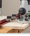 No Sweat Precision Rail And Clamp For Circular Saw And Router With Dual Fence Guide Made In Usa, router on 48" track for precise cuts.