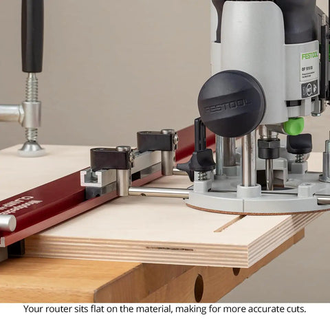 No Sweat Precision Rail And Clamp For Circular Saw And Router With Dual Fence Guide Made In Usa, router on 48" track for precise cuts.