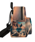 Side view of Mini Backpack Purse For Women With Adjustable Straps, showcasing kangaroo pocket sunglasses holder design.