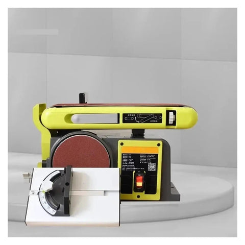 Heavy Duty 550W Electric Belt Sander With Variable Speed Control, featuring adjustable head and cast iron base for precise woodworking.