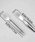 Two-piece stainless steel scallion cutters for kitchen use, about 6.5 inches long.