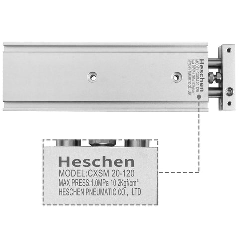 Dual Aluminum Pneumatic Cylinder With 20mm Bore And 120mm Stroke Guide Rod Plate Double Acting Cushioned Slide Bearing M5 Port Piston OD 10mm