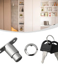 Sliding Door Lock For Closets And Display Cabinets, Zinc Alloy Plunger Cylinder With Keys, Bezel Style, 23mm Cylinder