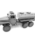 Side view of Beefy Metal Oil Trailer Chassis for 1/16 RC Cars and WPL B24 B16 B36 Kit Upgrades Durable DIY Truck Part for RC Hobbyists