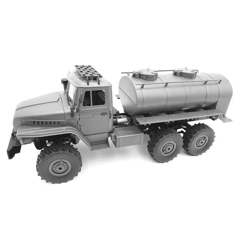 Side view of Beefy Metal Oil Trailer Chassis for 1/16 RC Cars and WPL B24 B16 B36 Kit Upgrades Durable DIY Truck Part for RC Hobbyists