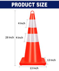 28 Inch Traffic Cones 6 Pack PVC Safety Cones With Reflective Collars And Handle Bright Orange Construction Safety Gear