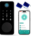 Hella Secure Stress Free Smart Keyless Entry Door Lock With Fingerprint And App Control Electronic Keypad Deadbolt with touchscreen and app.