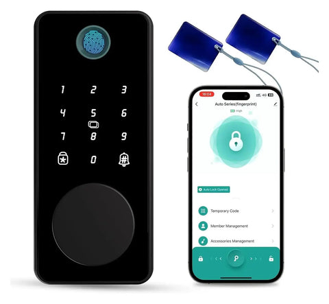 Hella Secure Stress Free Smart Keyless Entry Door Lock With Fingerprint And App Control Electronic Keypad Deadbolt with touchscreen and app.