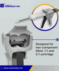 Mixing And Dispensing Gun For 50ml Epoxy Cartridges With 1 To 1 Or 1 To 2 Ratios, Compatible With 3M Adhesive 04747 Cartridges