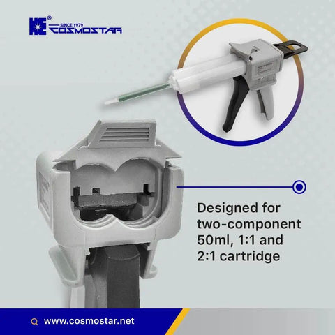 Mixing And Dispensing Gun For 50ml Epoxy Cartridges With 1 To 1 Or 1 To 2 Ratios, Compatible With 3M Adhesive 04747 Cartridges