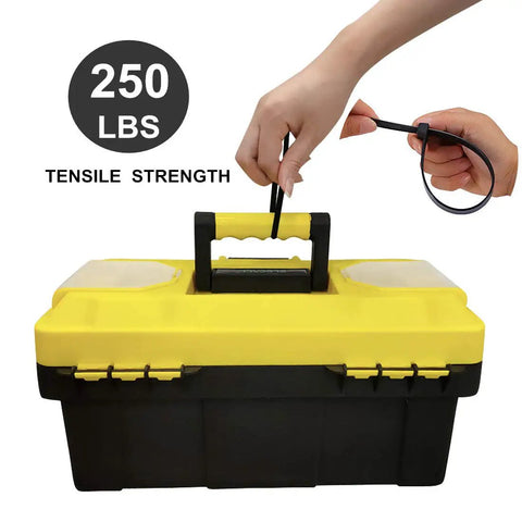 Hand using 60 Piece Multi Purpose Ultra Heavy Duty UV Cable Ties 11.8 Inch Length 0.51 Inch Width 250 Lbs Tensile Strength