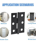 Stainless Steel Door Hinges Set With Screws For Cabinets And Drawers, Flat Butt Hinge diagram with application examples