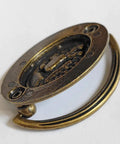 4-Pack Vintage Style Antique Brass Deer Pattern Bail Drawer Pulls, 2-Inch Center-To-Center, Oval Plate 51mm, shown flat on surface