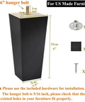 Six Inch Black Wood Furniture Legs Set Of Six For Sofa Ottoman Sectional Dresser Nightstand And Recliner Upgrade With No Fuss Install And Five Sixteenth Inch Mounting Hardware, showing wood leg dimensions and hardware.
