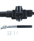 3 Position 4 Way Heavy Duty Pro Grade Hydraulic Directional Control Valve C908 0C000908, black with handle and fittings