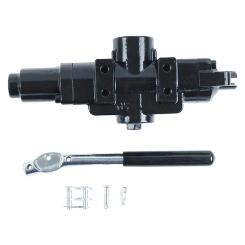 3 Position 4 Way Heavy Duty Pro Grade Hydraulic Directional Control Valve C908 0C000908, black with handle and fittings