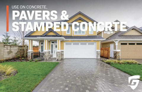Straight Up Pro Grade 5 Gallon Solvent Based Acrylic High Gloss Wet Look Concrete Coating And Paver Sealant on paver driveway.