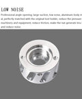 ER32 Dust Chip Extraction Nut For Woodworking CNC Milling Tools, aluminum, corrosion resistant, shown on gray background.