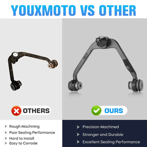 10 Piece Front Upper Control Arm Ball Joint Kit For 2WD Ford F150 Expedition 1997 To 2002 F250 1997 To 1999 Lincoln Navigator 1998 To 2002 Blackwood Includes Front Upper Arms Ball Joints Front Lower Ball Joints And Stabilizer Links, comparison of machined control arms