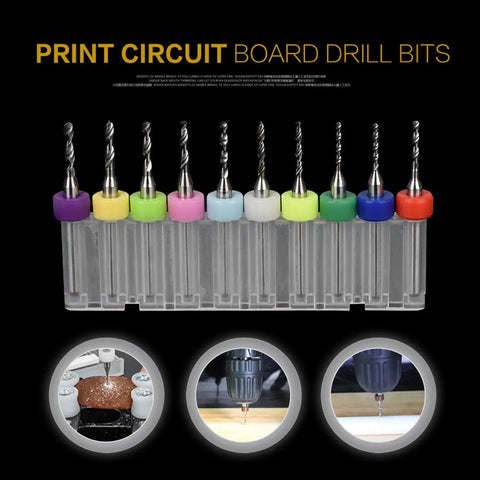 Pro Grade 1.1-2.0mm Tungsten Carbide Micro Drill Bits Set for PCB Drilling with colored rings and storage box
