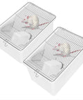 2 Pack Heavy Duty Lab Mouse And Rat Cages With Stainless Steel Mesh Lids showing a white cage with a rat and dripless water bottle.