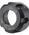 Collet Clamping Nut For Lathe Tools, Black Finish, Precision M32 Collets, Durable 42CrMo Steel Construction, ER25UM designation