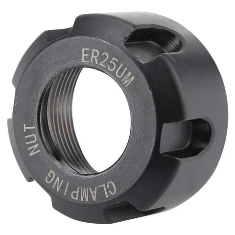 Collet Clamping Nut For Lathe Tools, Black Finish, Precision M32 Collets, Durable 42CrMo Steel Construction, ER25UM designation