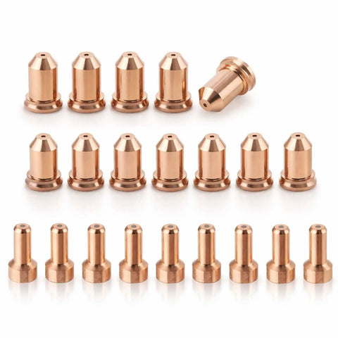 Pro Grade Plasma Cutter Consumables Kit 23 Pieces With 10 Tips 1.0mm And 10 Electrodes Shield Cap Stand Off Spacer Swirl Ring Copper Finish