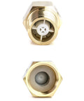 Two Pack Brass One Way Check Valve One Half Inch Female To One Half Inch Male Thread Backflow Preventer close-up view