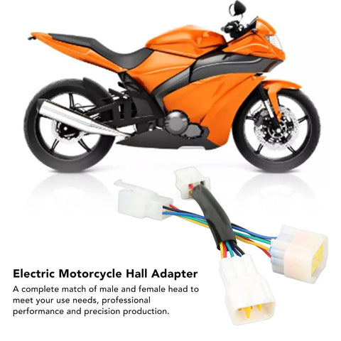 Badass Heavy Duty Ip67 Waterproof Connector Set For Electric Motorcycle Hall Sensor Controller Wire Extension Plug And Play Road Ready Upgrade For E Bikes And Scooters with orange motorcycle and adapter.
