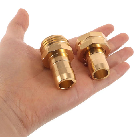 Premium Do It Tool 2 Sets Heavy Duty Brass Threaded Garden Hose Repair Kit With Male And Female Connectors Plus Stainless Steel Clamps For Outdoor Lawn Watering Fixing Leaks Fast And Easy. brass hose connectors in hand