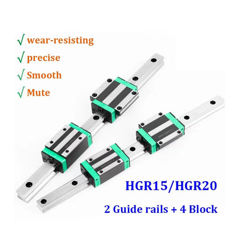 Beefy Linear Rail Kit With Two Rails And Four Sliding Blocks For CNC Routers, 100 To 1000mm Range, showing four blocks