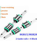 Beefy Linear Rail Kit With Two Rails And Four HGH HGW Blocks, 100 To 1000mm Length Options, CNC Router Parts, Square And Flanged Block