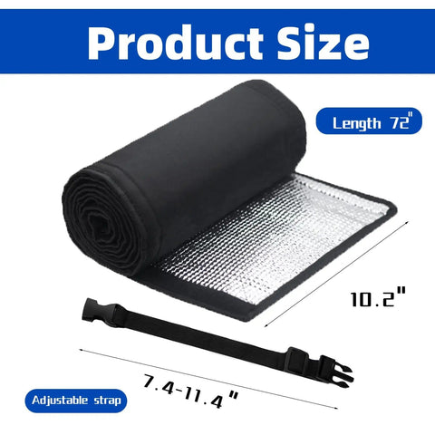 Three Layer Copper Pipe Insulation Sleeve For Outdoor HVAC Lines 72 By 10 Inches Tough As Nails 600D Oxford Weatherproof Cover displayed with adjustable strap