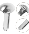 Close-up of 100 Pcs Iron Brads For Paper Crafting And Puppet Making Kit Double Leg Fasteners showing details and edges
